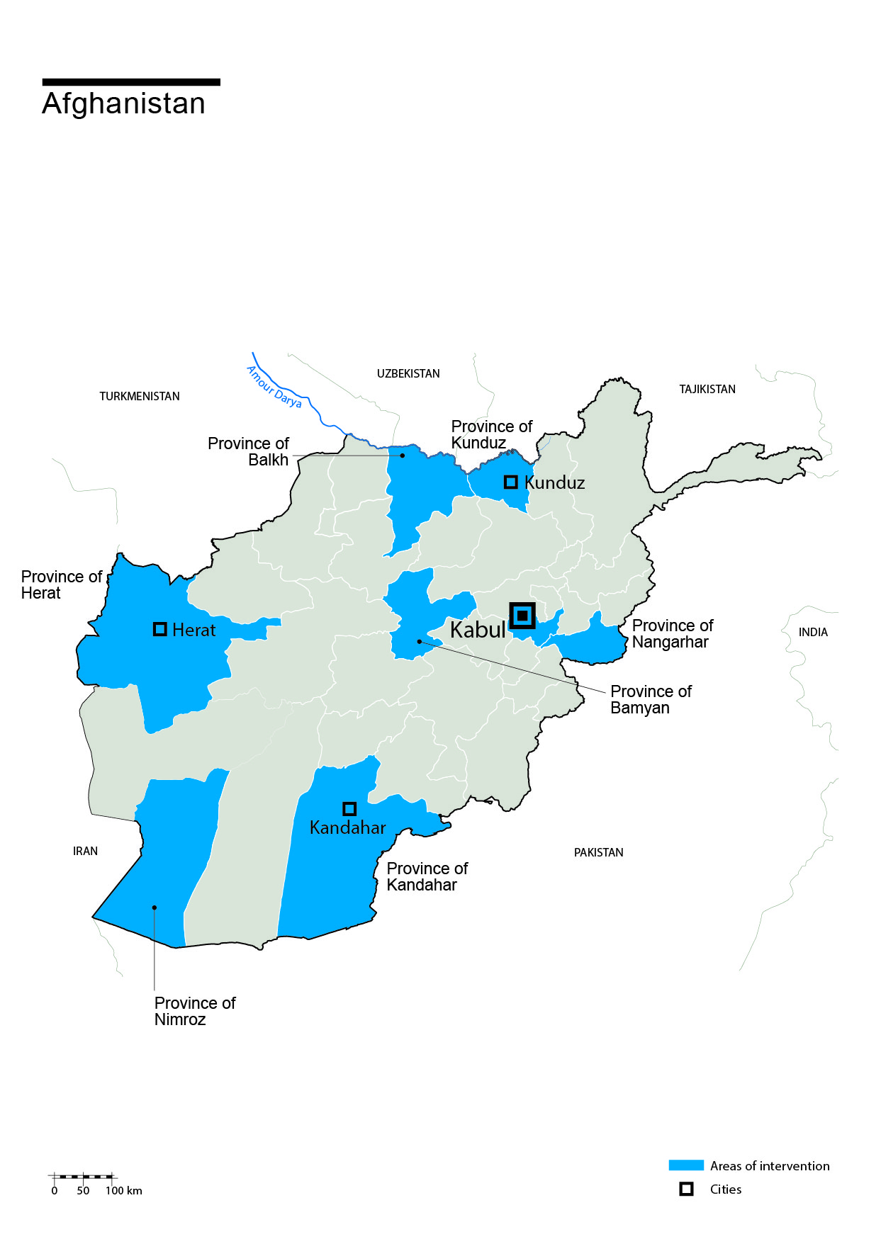 Karte des HI-Einsatzes in Afghanistan