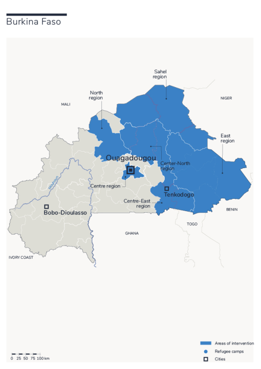Karte des HI-Einsatzes in Burkina Faso